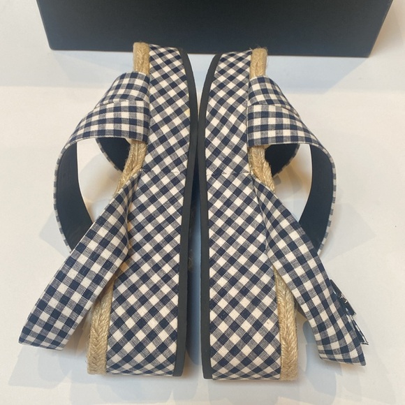 Rag & Bone Megan Espadrille Navy Gingham Platform Sandal US 8 MSRP $375 - Picture 6 of 8